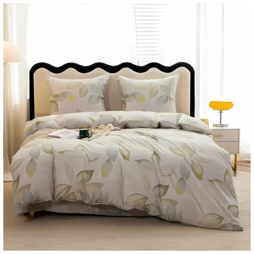 Komplet Pościeli 3D 140x200 + 1x70/80 Listki Satyna Bawełniana 3099