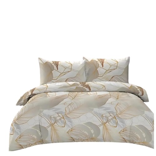 Komplet Pościeli 3D 140x200 + 1x70/80 Liście Satyna Bawełniana 2465
