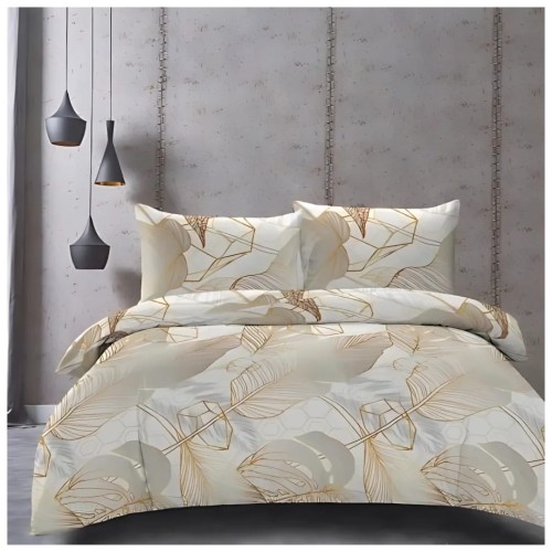 Komplet Pościeli 3D 140x200 + 1x70/80 Liście Satyna Bawełniana 2465