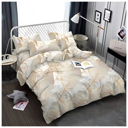 Komplet Pościeli 3D 140x200 + 1x70/80 Liście Satyna Bawełniana 2465