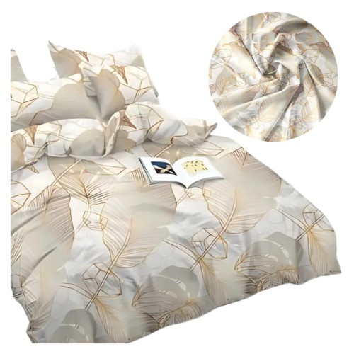 Komplet Pościeli 3D 140x200 + 1x70/80 Liście Satyna Bawełniana 2465