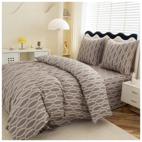 Komplet Pościeli 3D 140x200 + 1x70/80 Elegancka Symetria Satyna Bawełniana 3044