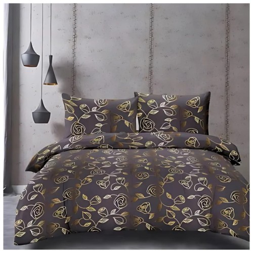 Komplet Pościeli 3D 140x200 + 1x70/80 Golden Roses Satyna Bawełniana 2463