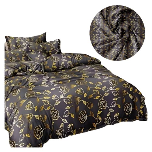 Komplet Pościeli 3D 140x200 + 1x70/80 Golden Roses Satyna Bawełniana 2463