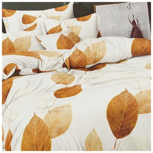 Komplet Pościeli 3D 140x200 + 1x70/80 Jesienne Liście Satyna Bawełniana 2453