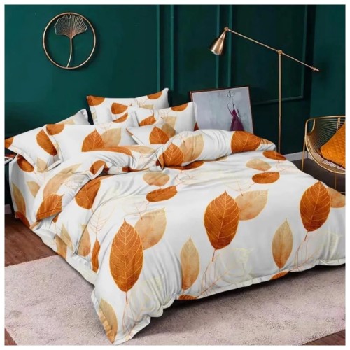 Komplet Pościeli 3D 140x200 + 1x70/80 Jesienne Liście Satyna Bawełniana 2453