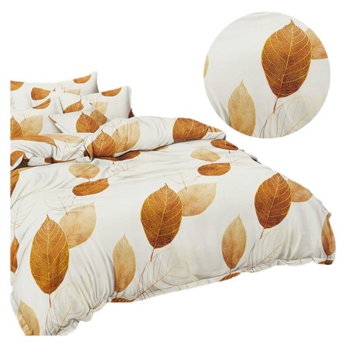 Komplet Pościeli 3D 140x200 + 1x70/80 Jesienne Liście Satyna Bawełniana 2453