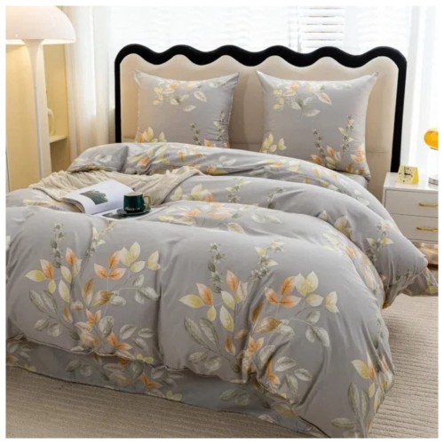 Komplet Pościeli 3D 140x200 + 1x70/80 Delikatne Liście Satyna Bawełniana 3098