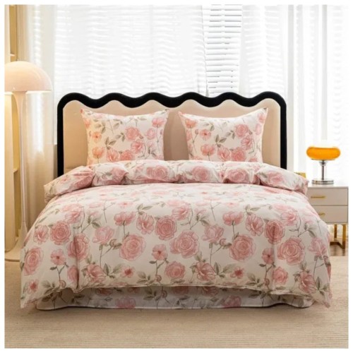 Komplet Pościeli 3D 140x200 + 1x70/80 Delikatne Róże Satyna Bawełniana 3092