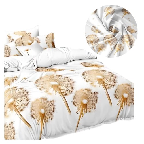 Komplet Pościeli 3D 140x200 + 1x70/80 Dmuchawce Satyna Bawełniana 2471