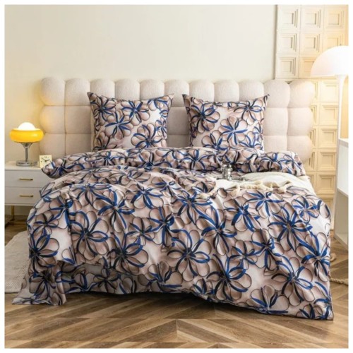 Komplet Pościeli 3D 140x200 + 1x70/80 Kwiatowy Wir Satyna Bawełniana 3123