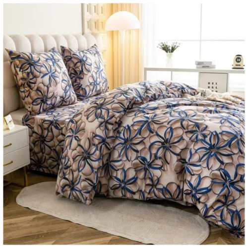 Komplet Pościeli 3D 140x200 + 1x70/80 Kwiatowy Wir Satyna Bawełniana 3123