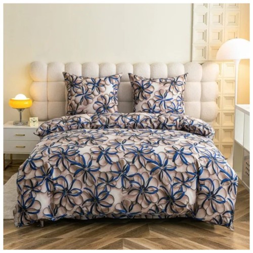 Komplet Pościeli 3D 140x200 + 1x70/80 Kwiatowy Wir Satyna Bawełniana 3123