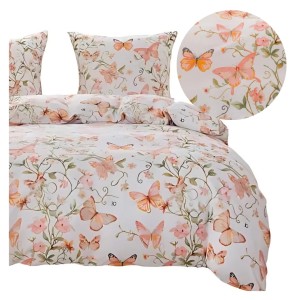 Komplet Pościeli 3D 160x200 + 2x70/80 Motyle Satyna Bawełniana 3053