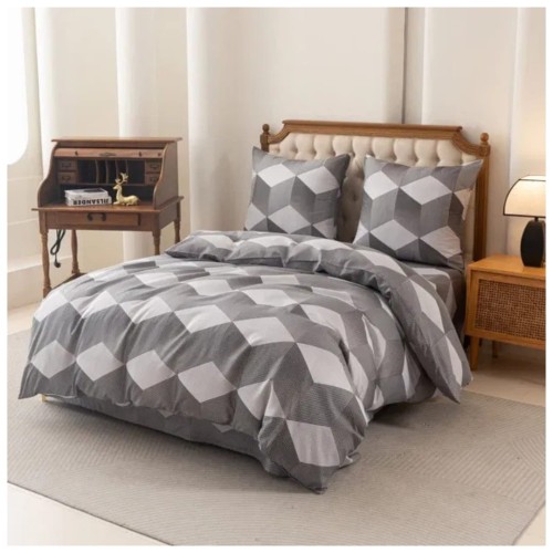 Komplet Pościeli 3D 160x200 + 2x70/80 Geometria Satyna Bawełniana 3040
