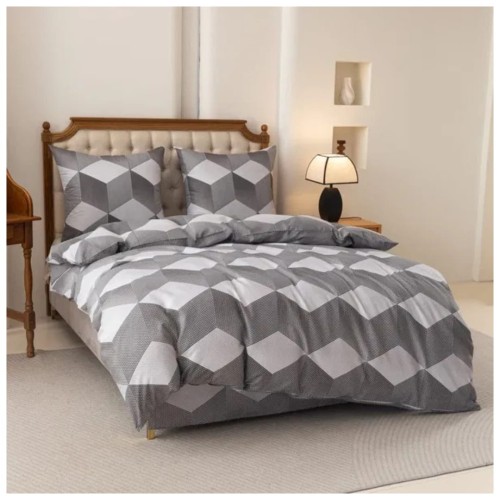 Komplet Pościeli 3D 160x200 + 2x70/80 Geometria Satyna Bawełniana 3040
