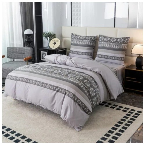 Komplet Pościeli 3D 160x200 + 2x70/80 Szara Elegancja Satyna Bawełniana 2791