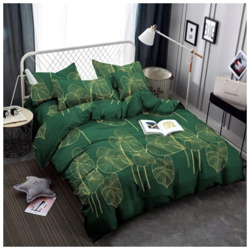 Komplet Pościeli 3D 160x200 + 2x70/80 Liściasty Raj Satyna Bawełniana 2226
