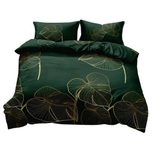 Komplet Pościeli 3D 160x200 + 2x70/80 Liściasty Raj Satyna Bawełniana 2226