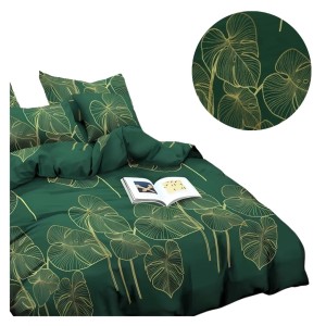 Komplet Pościeli 3D 160x200 + 2x70/80 Liściasty Raj Satyna Bawełniana 2226