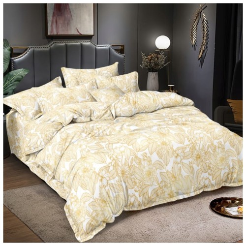 Komplet Pościeli 3D 160x200 + 2x70/80 Złota Botanika Satyna Bawełniana 2470