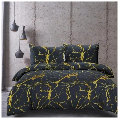 Komplet Pościeli 3D 160x200 + 2x70/80 Czarna Elegancja Satyna Bawełniana 2452