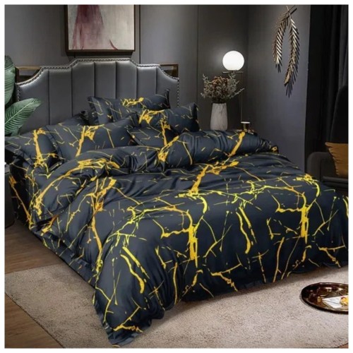 Komplet Pościeli 3D 160x200 + 2x70/80 Czarna Elegancja Satyna Bawełniana 2452