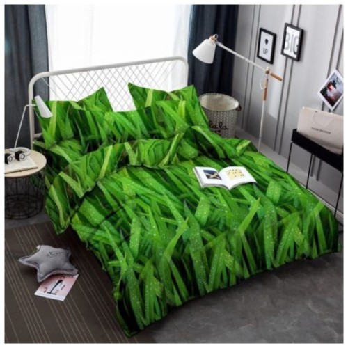 Komplet Pościeli 3D 160x200 + 2x70/80 Soczysta Zieleń Satyna Bawełniana 2699