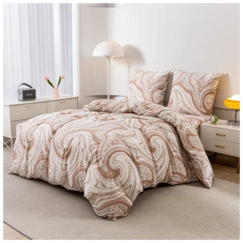 Komplet Pościeli 3D 160x200 + 2x70/80 Luksusowe Wiry Satyna Bawełniana 2771