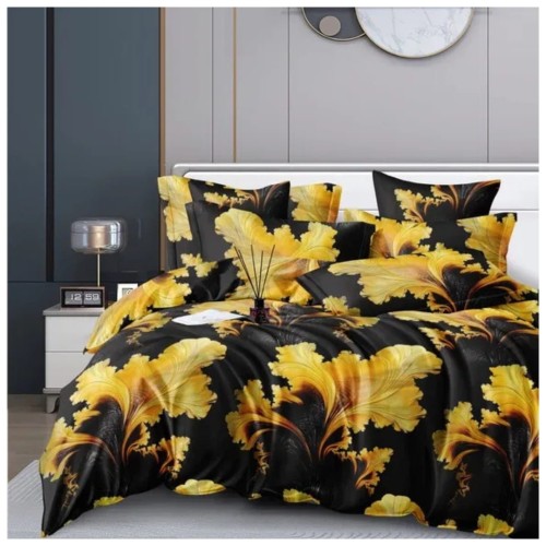 Komplet Pościeli 3D 160x200 + 2x70/80 Królewska Flora Satyna Bawełniana 2546