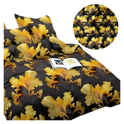 Komplet Pościeli 3D 160x200 + 2x70/80 Królewska Flora Satyna Bawełniana 2546