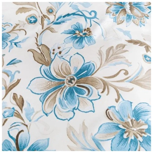 Komplet Pościeli 3D 220x200 + 2x70/80 Błękitny Ogród Satyna Bawełniana 3106