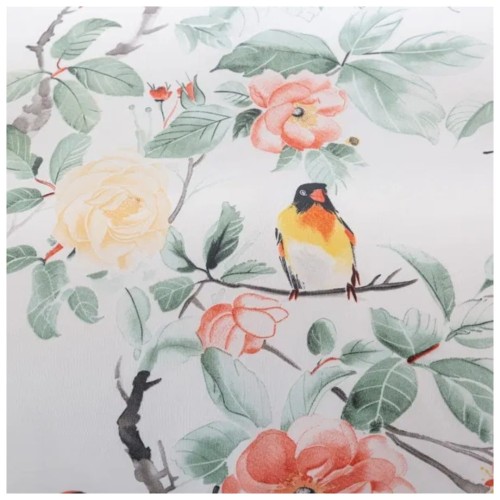 Komplet Pościeli 3D 220x200 + 2x70/80 Kwiaty i Ptaki Satyna Bawełniana 3052