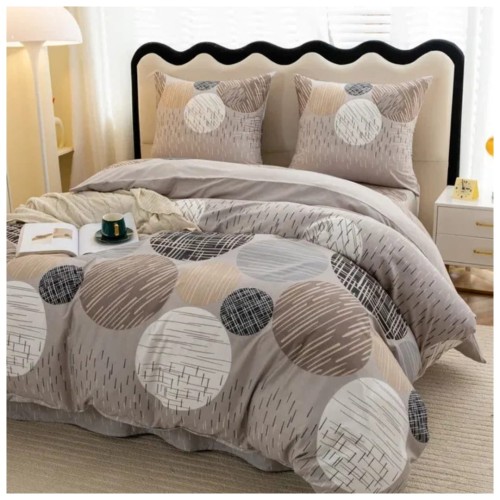 Komplet Pościeli 3D 220x200 + 2x70/80 Retro Okręgi Satyna Bawełniana 3104