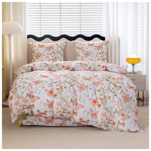 Komplet Pościeli 3D 220x200 + 2x70/80 Motyle Satyna Bawełniana 3053