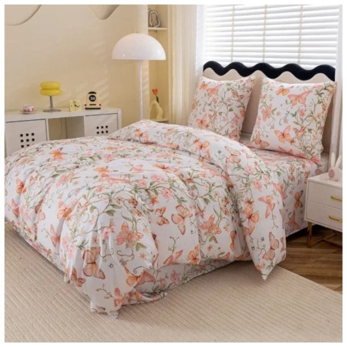 Komplet Pościeli 3D 220x200 + 2x70/80 Motyle Satyna Bawełniana 3053