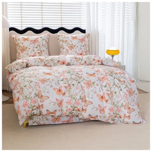 Komplet Pościeli 3D 220x200 + 2x70/80 Motyle Satyna Bawełniana 3053