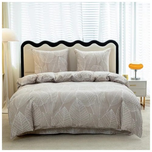 Komplet Pościeli 3D 220x200 + 2x70/80 Beżowa Botanika Satyna Bawełniana 3089