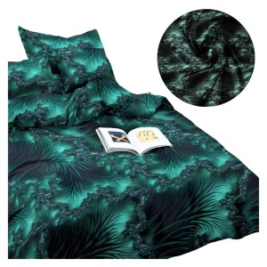 Komplet Pościeli 3D 220x200 + 2x70/80 Szmaragdowa Głębia Satyna Bawełniana 2545