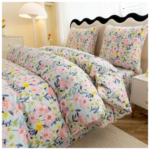 Komplet Pościeli 3D 220x200 + 2x70/80 Kolorowa Łączka Satyna Bawełniana 3097