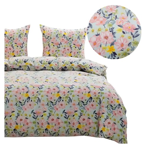 Komplet Pościeli 3D 220x200 + 2x70/80 Kolorowa Łączka Satyna Bawełniana 3097