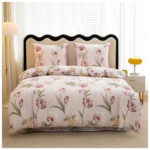 Komplet Pościeli 3D 220x200 + 2x70/80 Kwiaty Satyna Bawełniana 3093