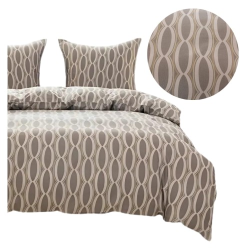 Komplet Pościeli 3D 220x200 + 2x70/80 Elegancka Symetria Satyna Bawełniana 3044