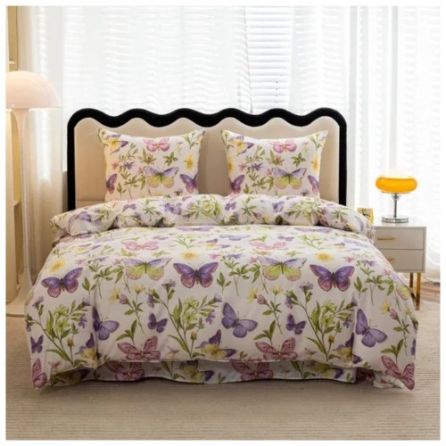 Komplet Pościeli 3D 220x200 + 2x70/80 Kolorowe Motyle Satyna Bawełniana 3101