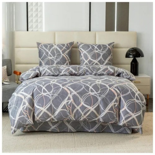 Komplet Pościeli 3D 220x200 + 2x70/80 Luksusowe Pętle Satyna Bawełniana 3102