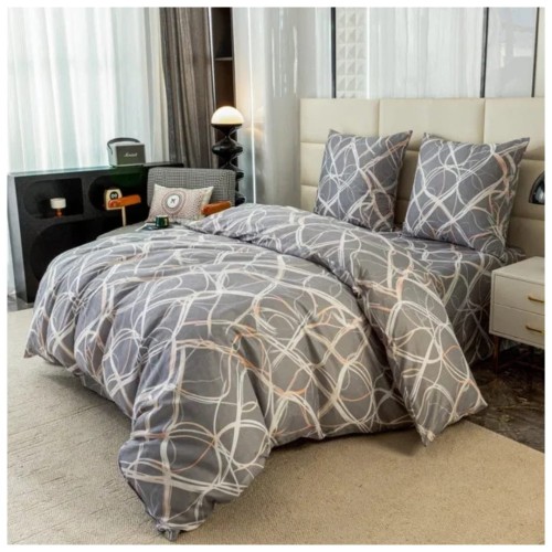 Komplet Pościeli 3D 220x200 + 2x70/80 Luksusowe Pętle Satyna Bawełniana 3102