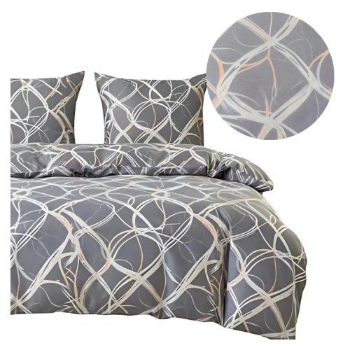 Komplet Pościeli 3D 220x200 + 2x70/80 Luksusowe Pętle Satyna Bawełniana 3102