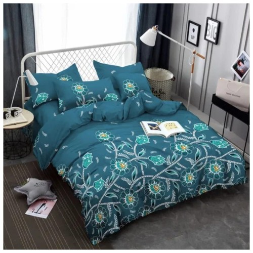 Komplet Pościeli 3D 220x200 + 2x70/80 Szmaragdowa Flora Satyna Bawełniana 2330