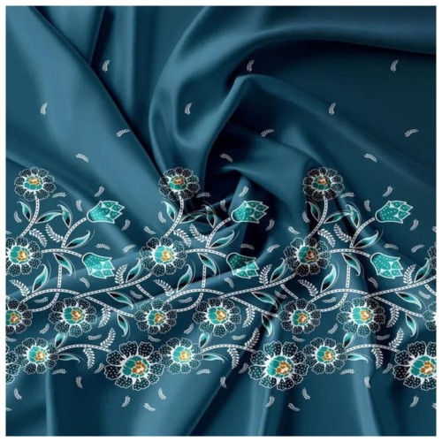 Komplet Pościeli 3D 220x200 + 2x70/80 Szmaragdowa Flora Satyna Bawełniana 2330