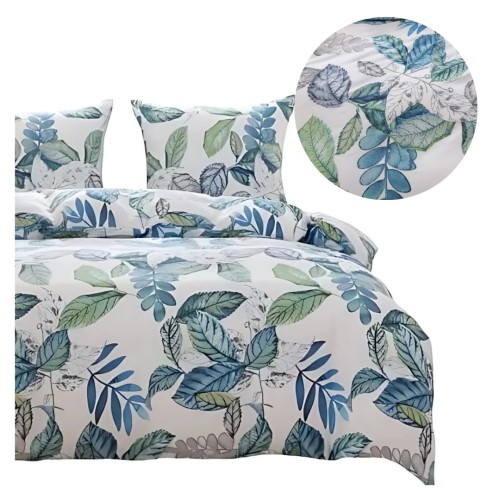 Komplet Pościeli 3D 220x200 + 2x70/80 Egzotyczna Flora Satyna Bawełniana 3050